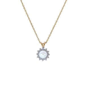 7mm Pearl & Diamond Accent Pendant Necklace 14K